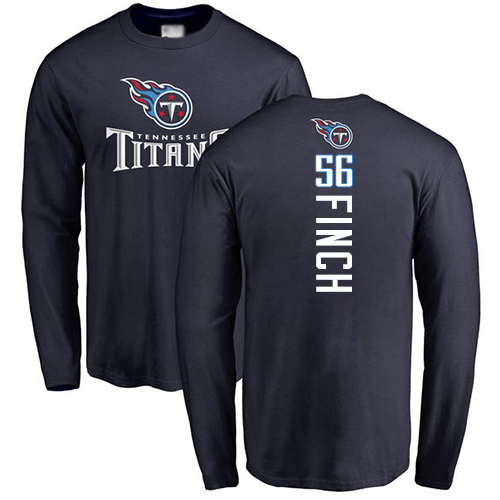 Tennessee Titans Men Navy Blue Sharif Finch Backer NFL Football #56 Long Sleeve T Shirt->nfl t-shirts->Sports Accessory